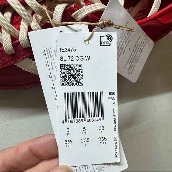 NWT Adidas Originals SL 72 Sneaker Shoes Women's in Red Scarlet White SL72 - Picture 3 of 11